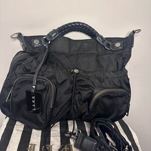 L.A.M.B. Black Shoulder Bag with Braided Handle